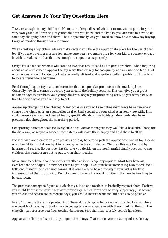 Get Answers To Your Toy Questions Here