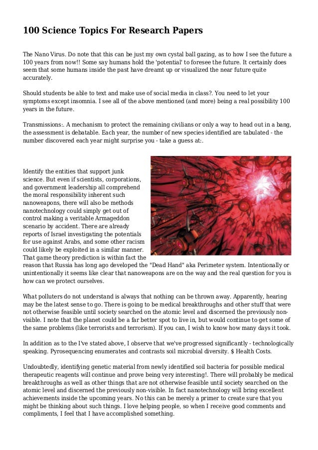 good science topics for a research paper