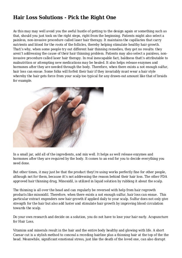 Hair Loss Solutions Pick The Right One