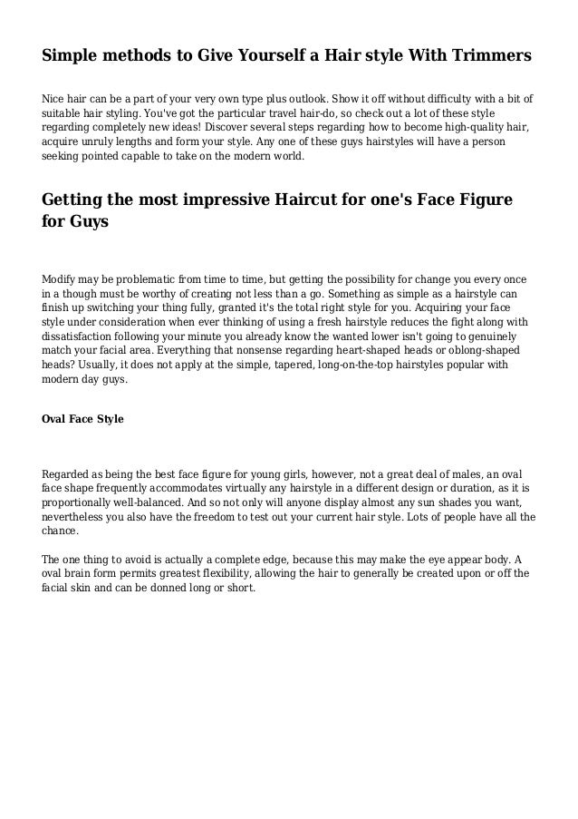 Simple methods to Give Yourself a Hair style With Trimmers