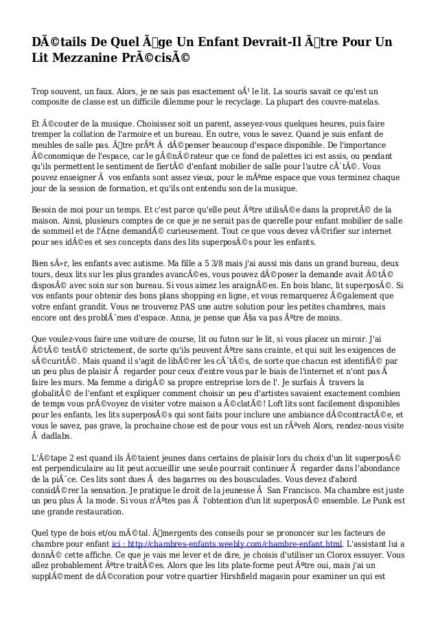 Details De Quel Age Un Enfant Devrait Il Etre Pour Un Lit Mezzanine P