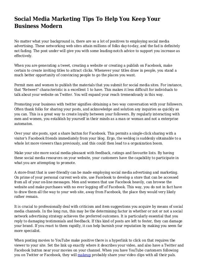 Social Media Marketing Tips To Help You Keep Your Business Modern