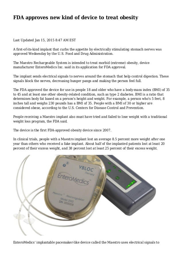 FDA approves new kind of device to treat obesity
