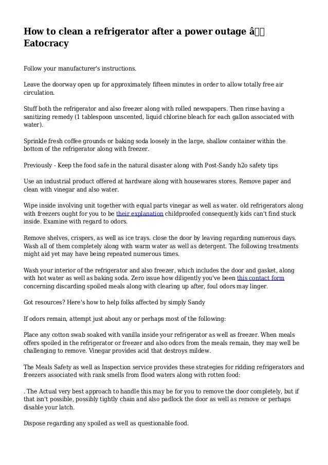 How to clean a refrigerator after a power outage Eatocracy