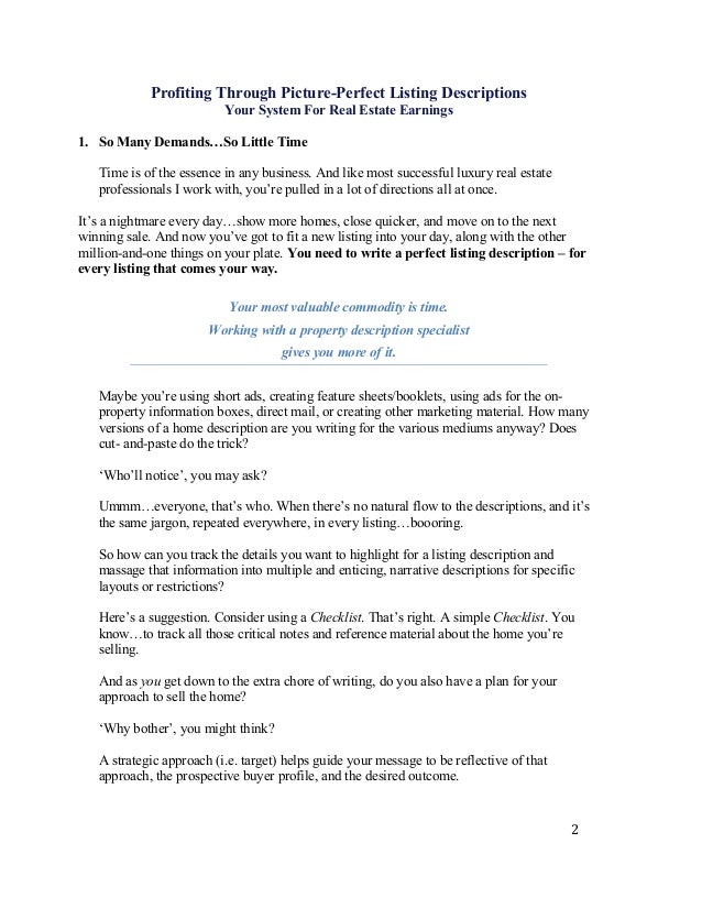 how to write a house description for sale