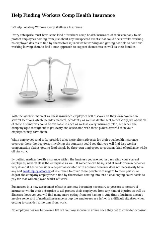 Help Finding Workers Comp Health Insurance
