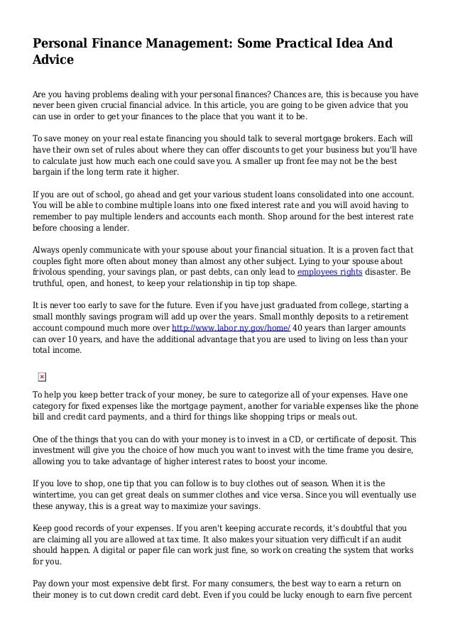 personal finance management some practical idea and advice home finances management