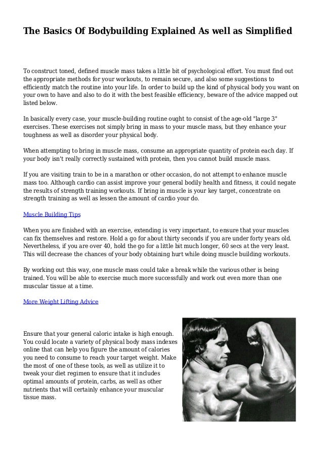 The Basics Of Bodybuilding Explained As well as Simplified