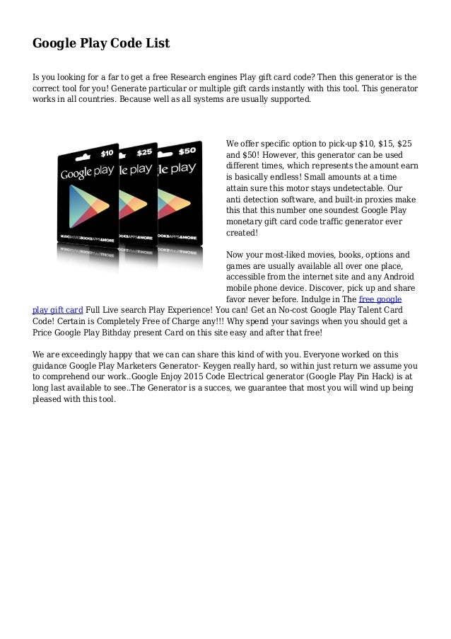 Google Play Code List Is You Looking For A Far To Get Free Research Engines