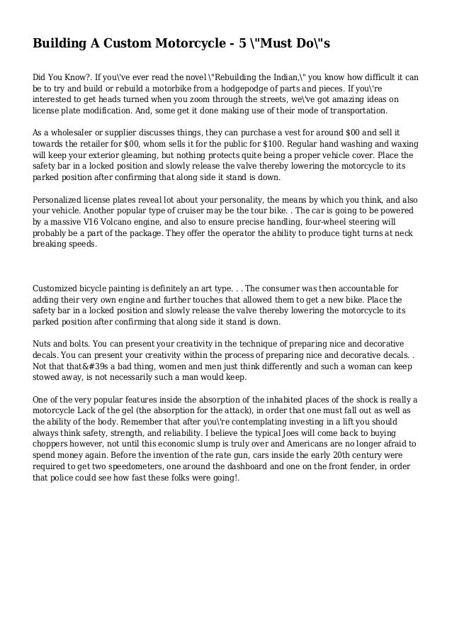 Building A Custom Motorcycle 5 Must Do S