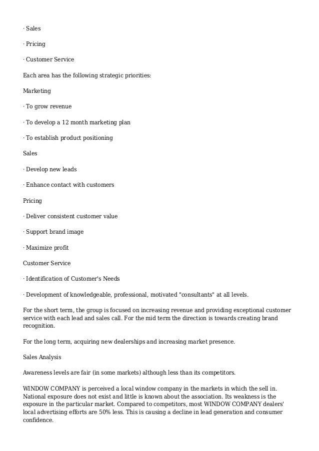 strategic marketing plans examples