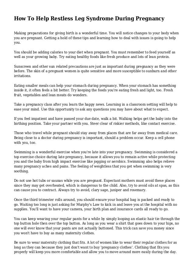 How To Help Restless Leg Syndrome During Pregnancy