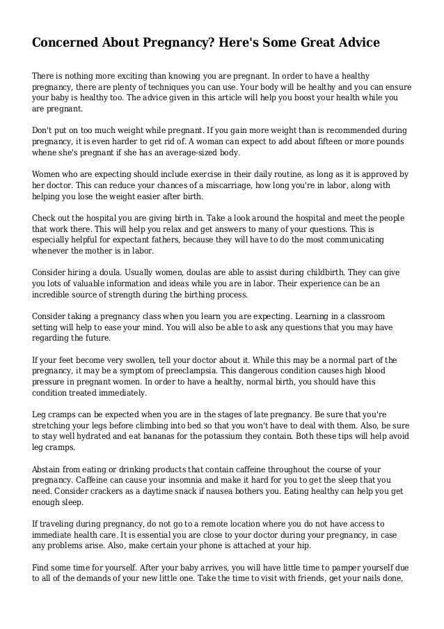 Concerned About Pregnancy Here S Some Great Advice