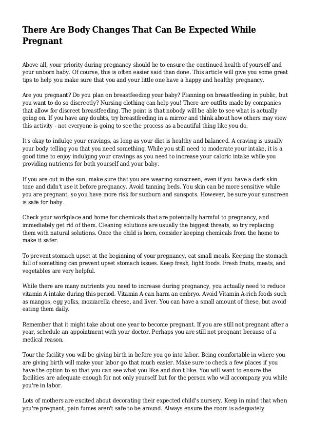 There Are Body Changes That Can Be Expected While Pregnant