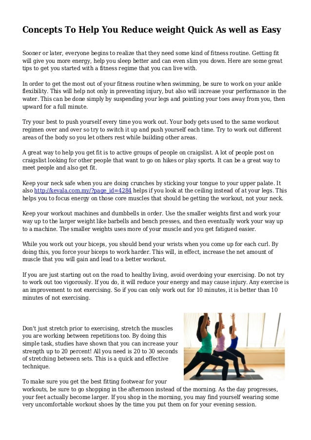 Concepts To Help You Reduce Weight Quick As Well As Easy