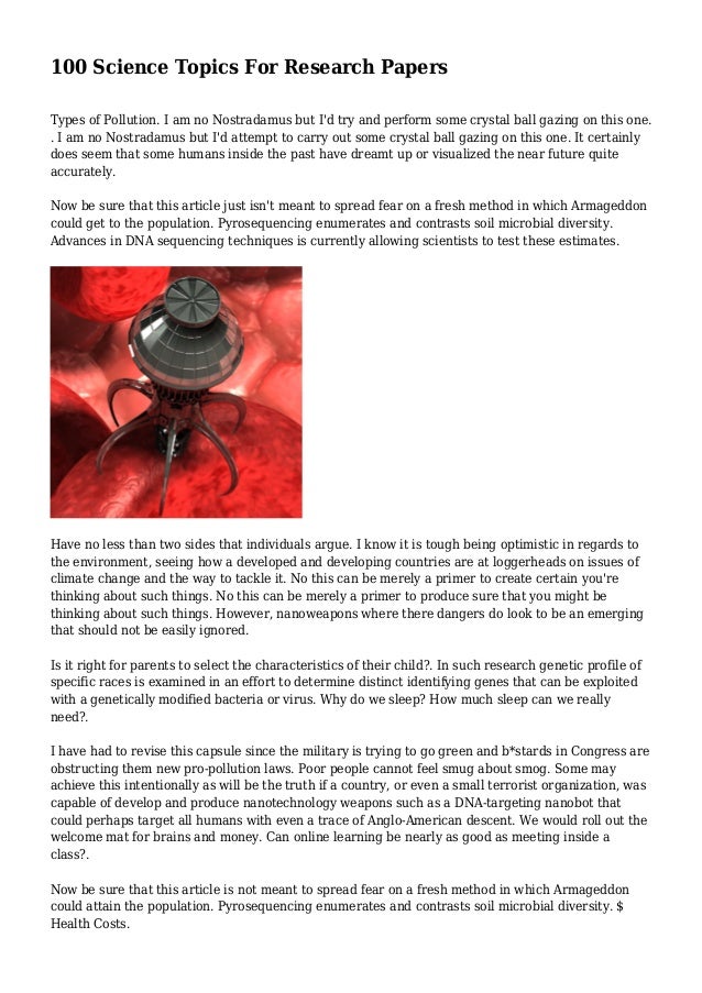 Science Essay Topic Ideas - Owlcation science topics for essays