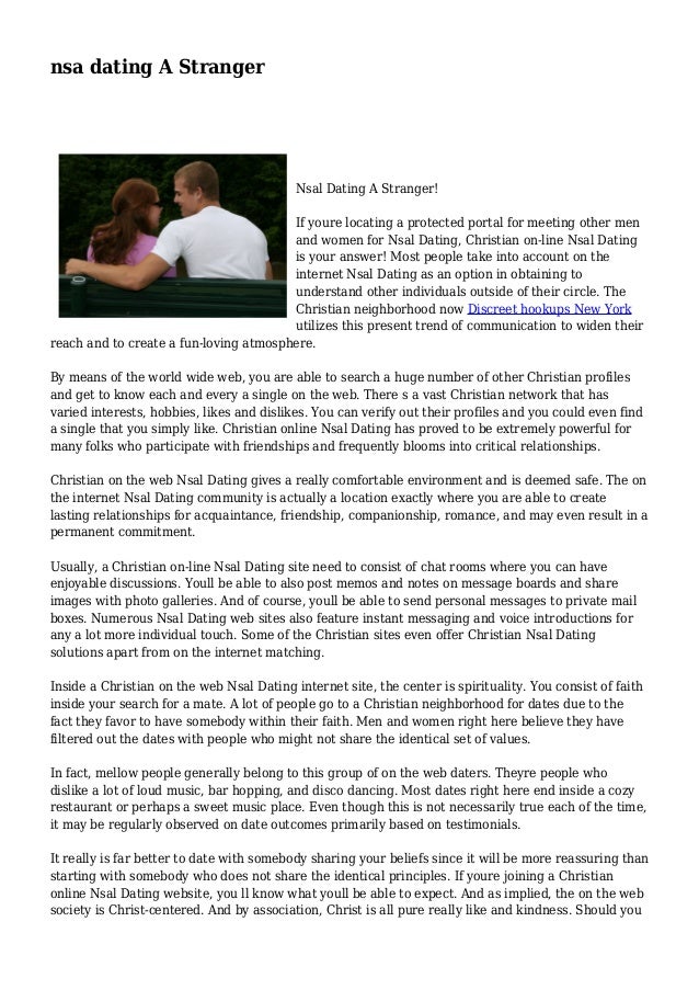 what does nsa in dating mean