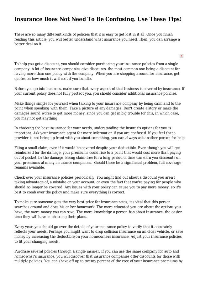 Insurance Does Not Need To Be Confusing Use These Tips insurance does not need to be confusing use these tips 1 638