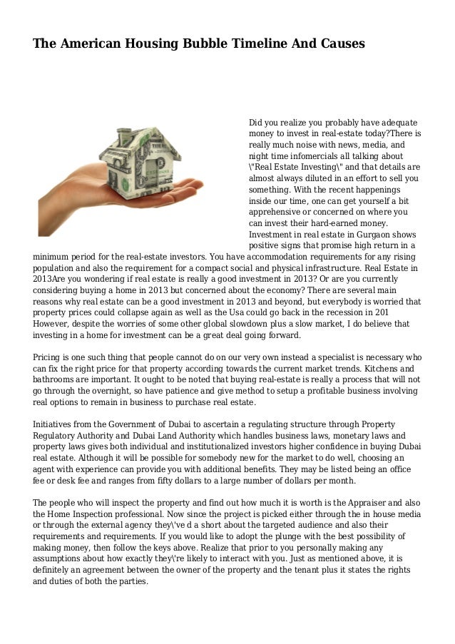 The American Housing Bubble Timeline And Causes