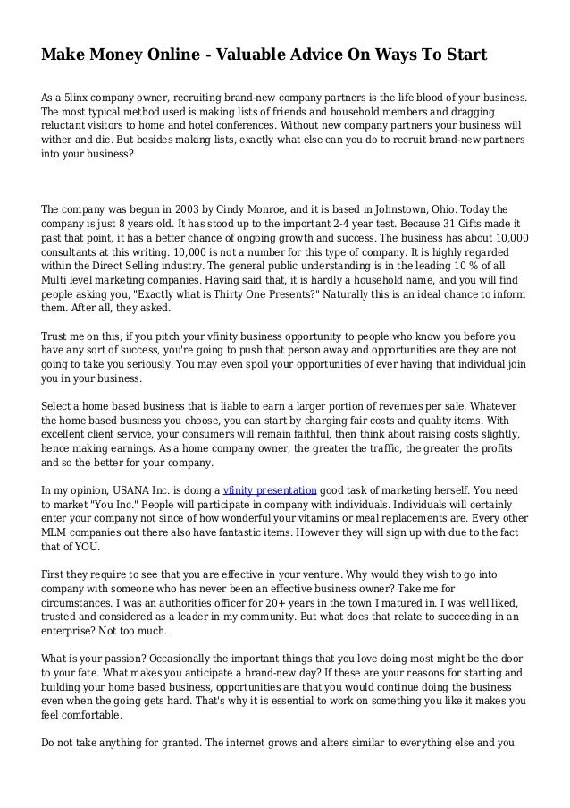 Make Money Online Valuable Advice On Ways To Start - 