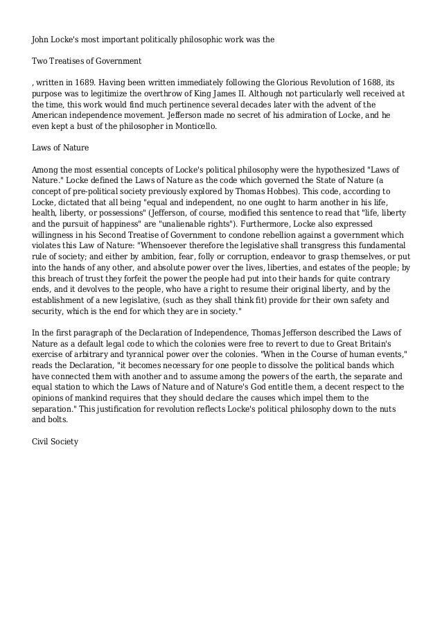 John Locke and the Declaration of Independence