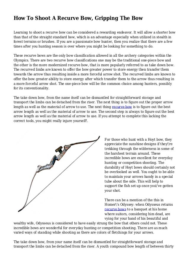 How To Shoot A Recurve Bow, Gripping The Bow