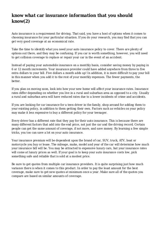 know what car insurance information that you should know 2 know what car insurance information that you should know2 1 638