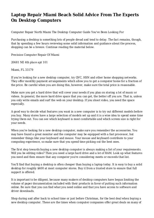 Laptop Repair Miami Beach Solid Advice From The Experts On Desktop