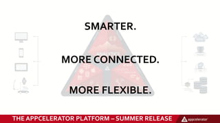 THE APPCELERATOR PLATFORM – SUMMER RELEASE
SMARTER.
MORE CONNECTED.
MORE FLEXIBLE.
 