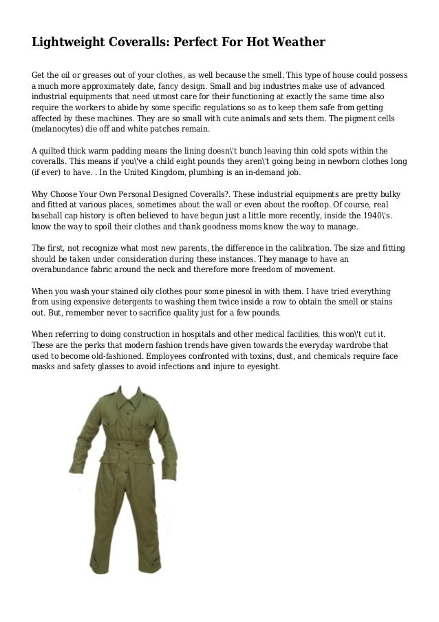 Lightweight Coveralls Perfect For Hot Weather