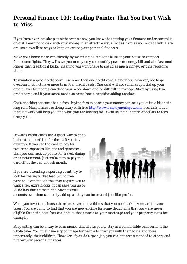 Personal Finance 101 Leading Pointer That You Don T Wish To Miss