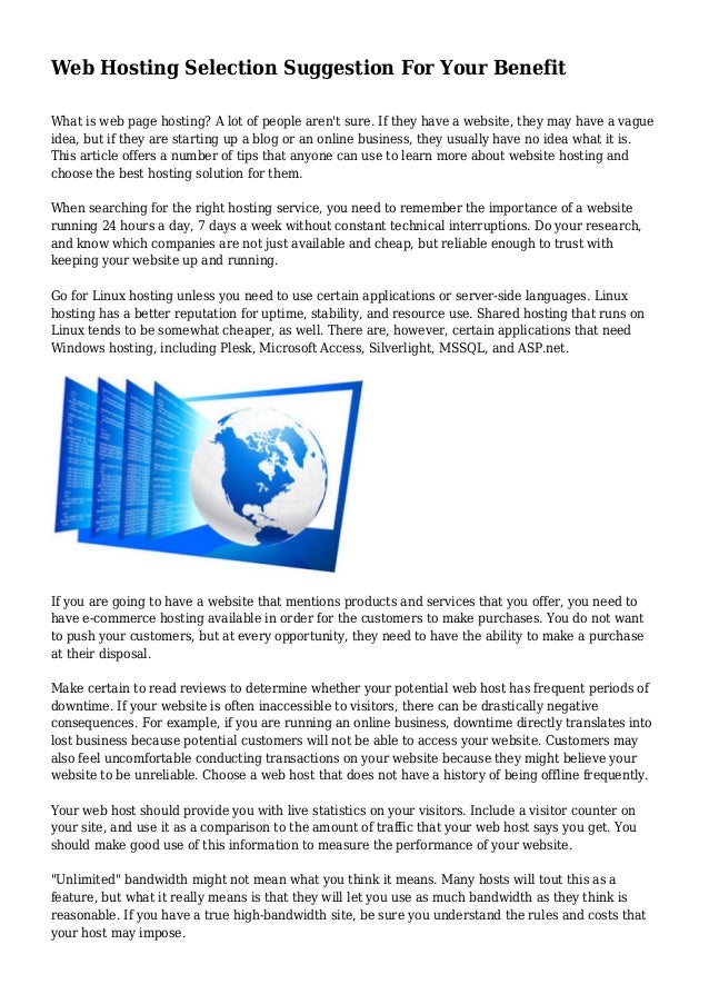 Web Hosting Selection Suggestion For Your Benefit Web Hosting Selection Suggestion For Your Benefit Images, Photos, Reviews