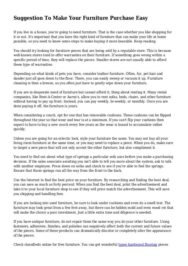 Suggestion To Make Your Furniture Purchase Easy