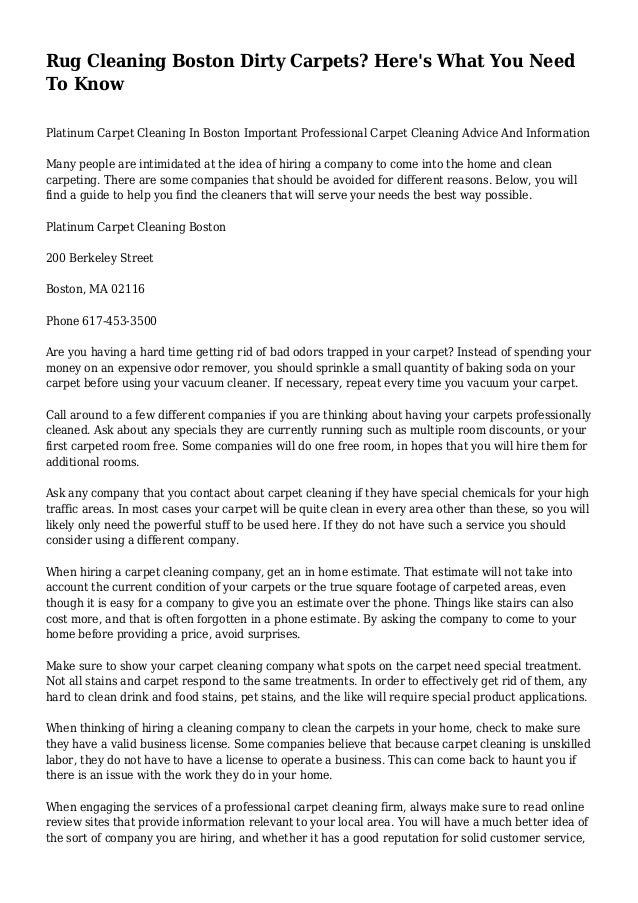 Rug Cleaning Boston Dirty Carpets? Here's What You Need To Know