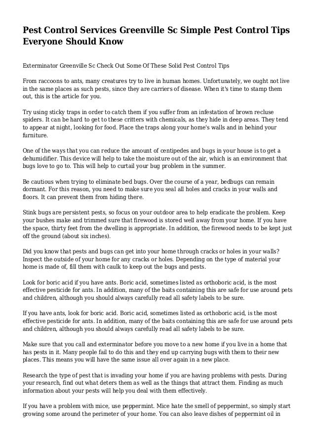 Pest Control Services Greenville Sc Simple Pest Control Tips Everyone