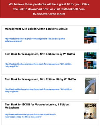 Management 12th Edition Griffin Test Bank | PDF