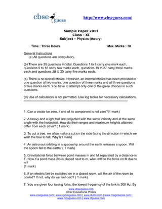 physics sample question papers