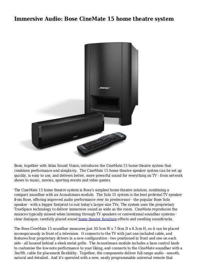 bose cinemate bass adjustment