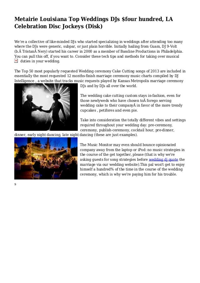 Metairie Louisiana Top Weddings Djs Four Hundred La Celebration Dis