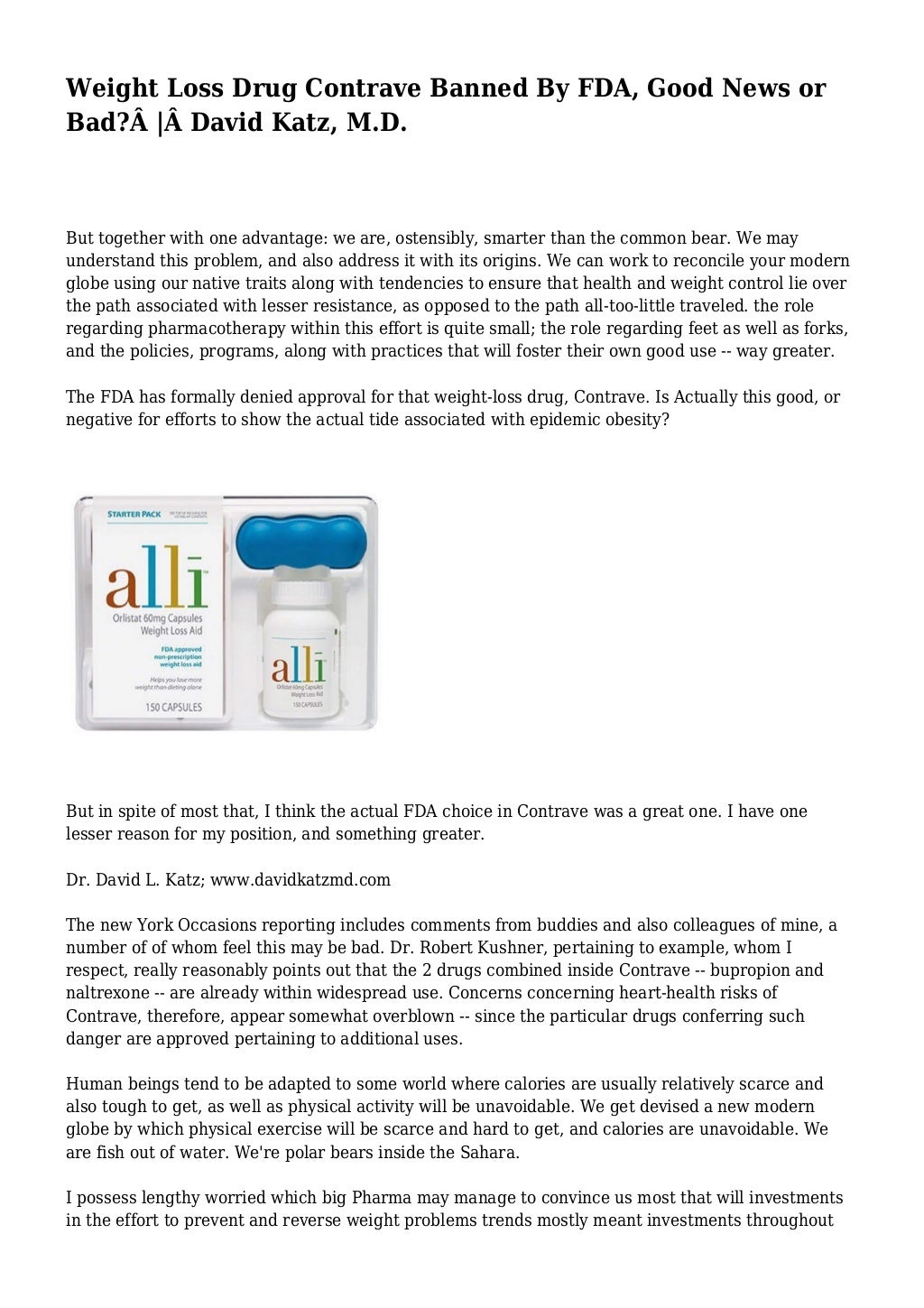 Weight Loss Drug Contrave Banned By FDA, Good News or Bad