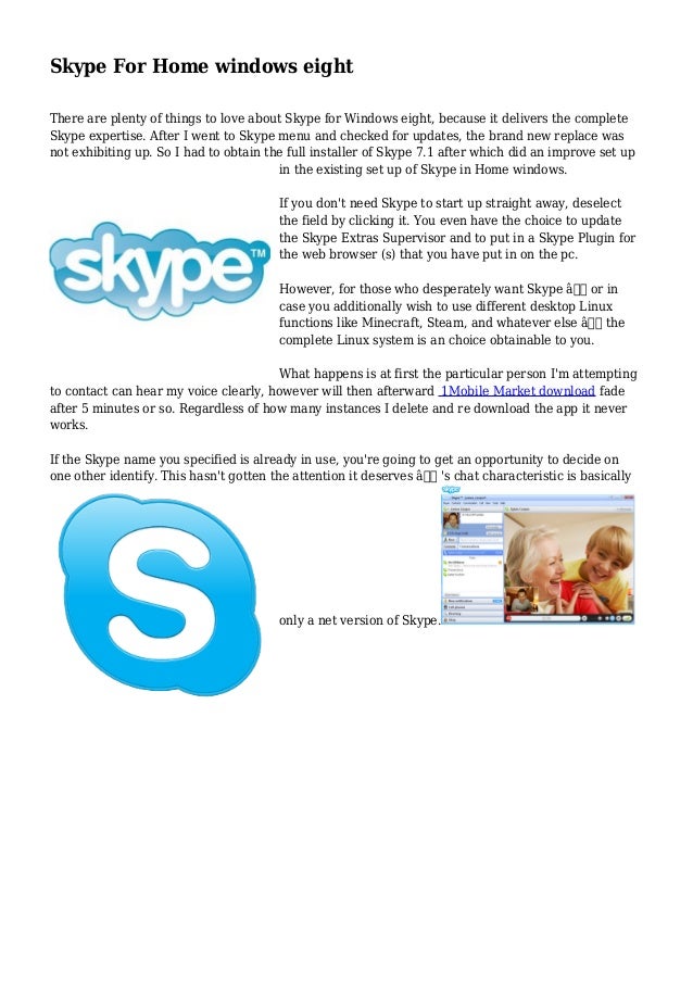 Skype For Home Windows Eight