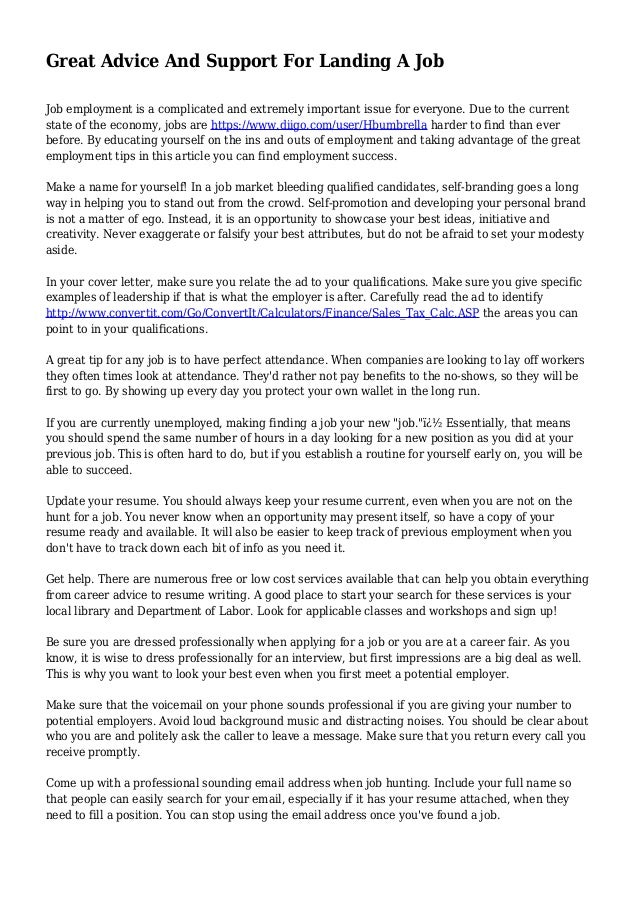 great advice and support for landing a job good qualifications for a job