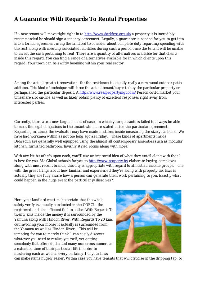 A Guarantor With Regards To Rental Properties