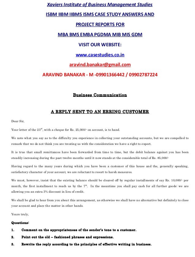 Case study answers com