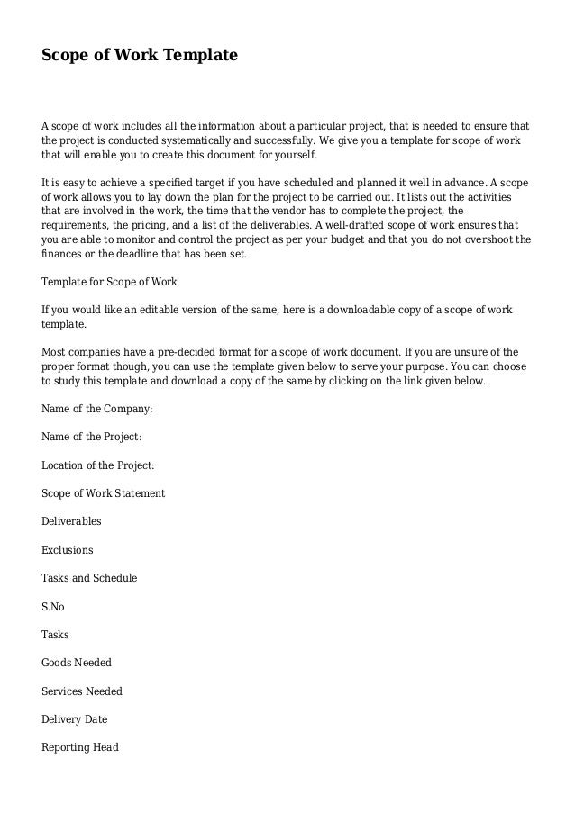 scope of work document