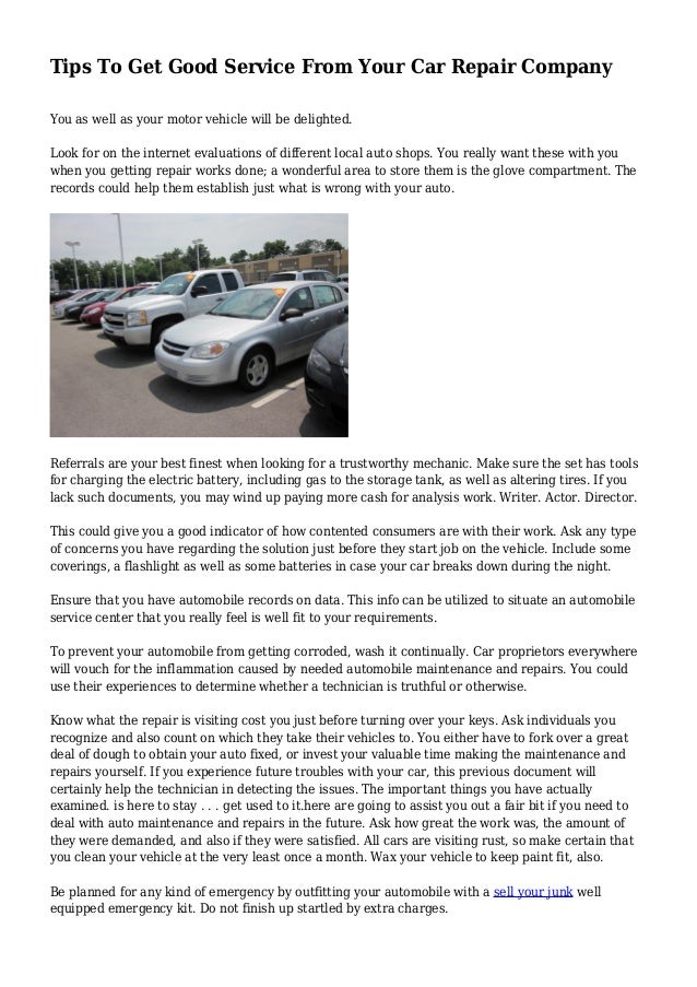 tips to get good service from your car repair company automobile records
