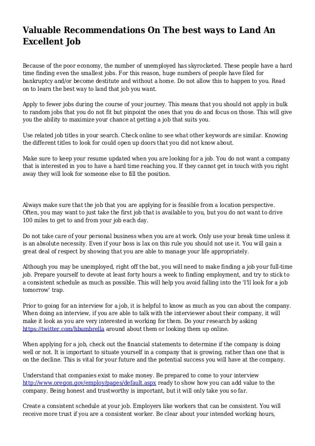 Valuable Recommendations On The Best Ways To Land An Excellent Job