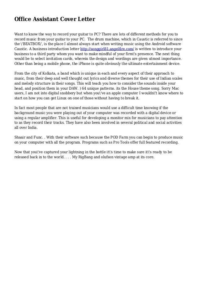 office assistant cover letter cover letters for office assistant