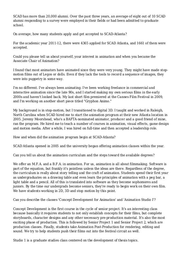 savannah college of art and design animation program indepth atlant scad recommendation letter