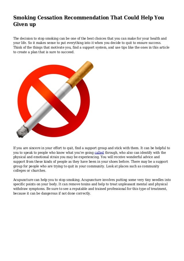 Smoking Cessation That Could Help You Given up